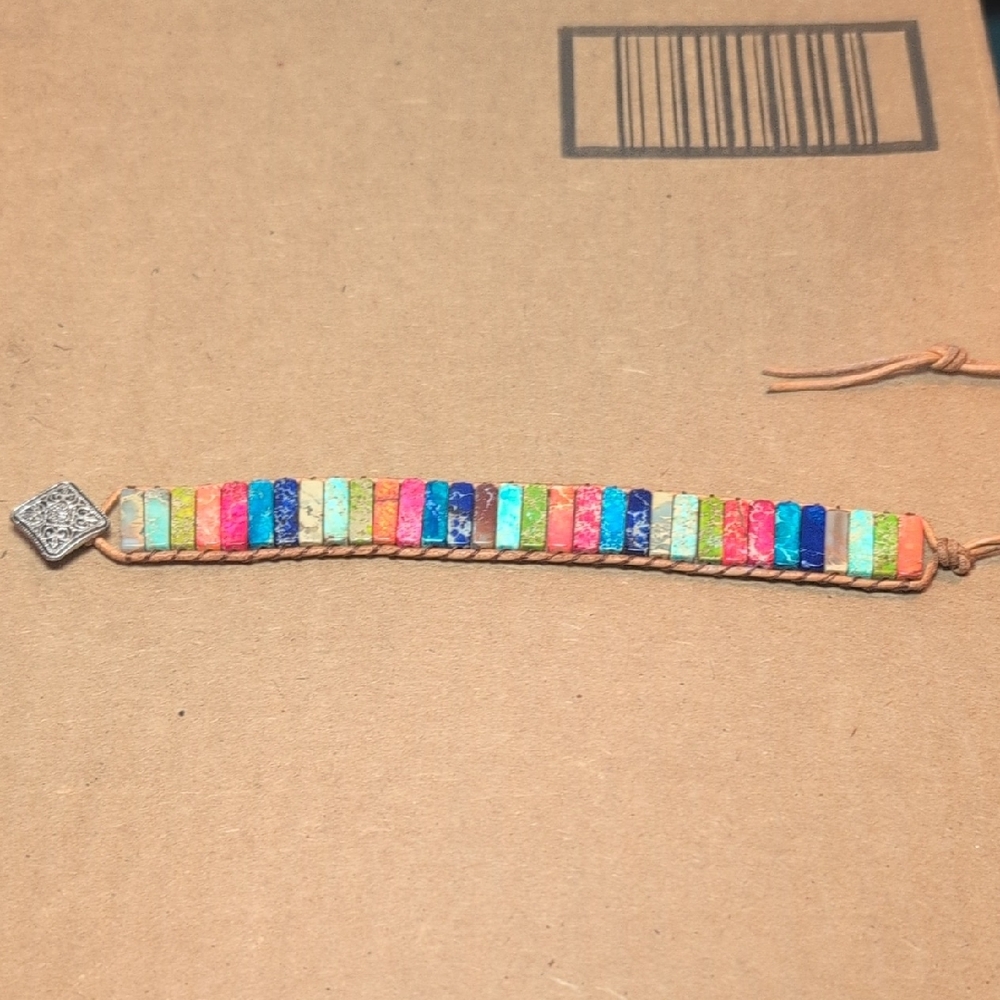 Colorful Beaded Bracelet with Silver Accents